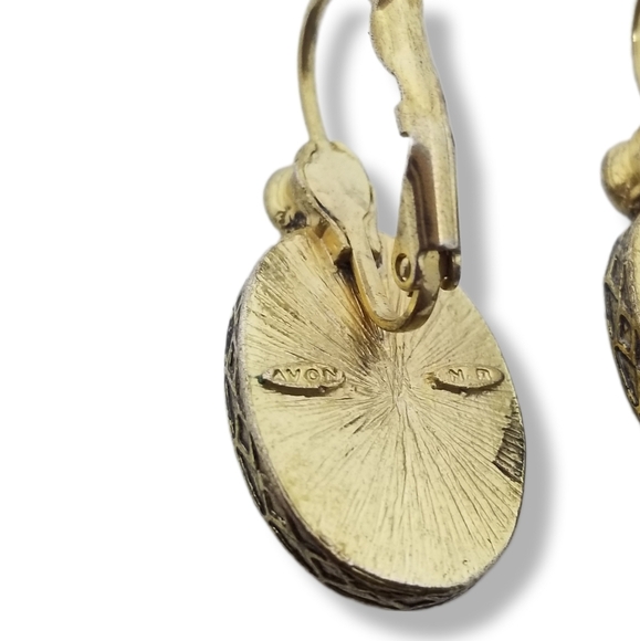 AVON 2002 "PEARLESQUE TORSADE" ROSE CAMEO & CRYSTAL EARRINGS - Picture 7 of 7